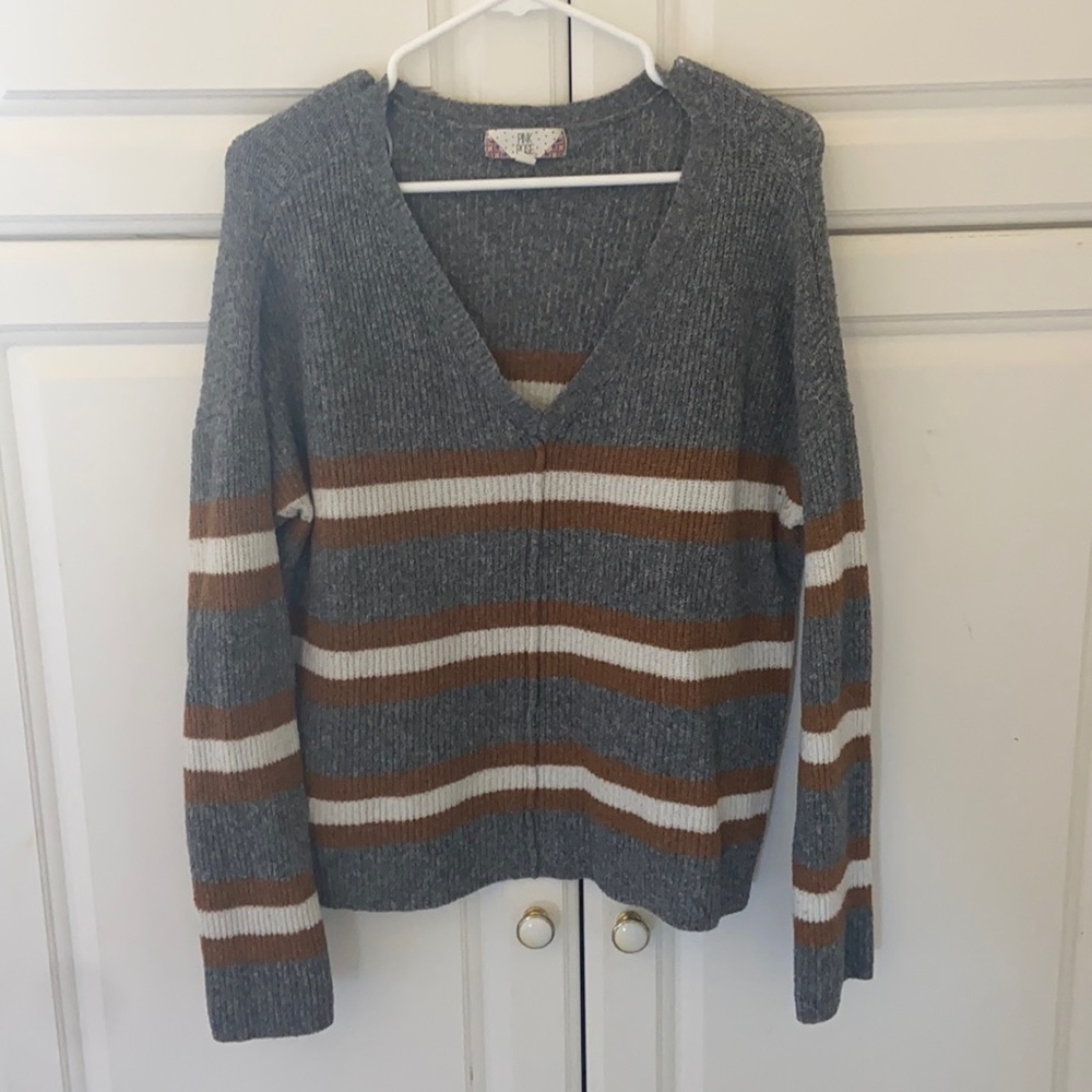 Striped V-neck Sweater